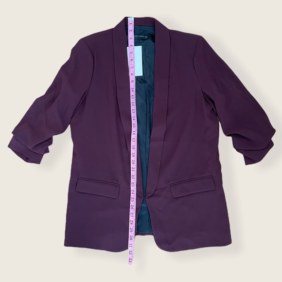NWT Zara Burgundy Wine Crepe Oversized Boyfriend Blazer - Picture 6 of 12